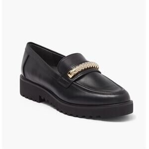 Franco Sarto Carol Women Black Loafers Size 11 Boing Gold & Jewels Accent New